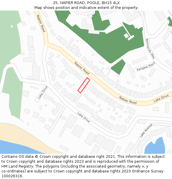 25, NAPIER ROAD, POOLE, BH15 4LX: Location map and indicative extent of plot