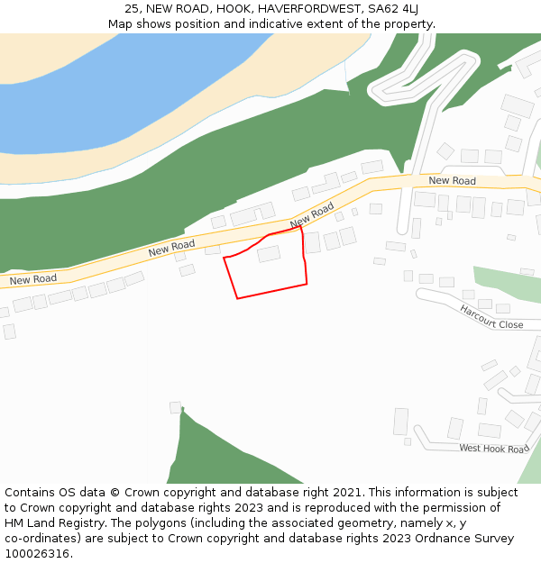 25, NEW ROAD, HOOK, HAVERFORDWEST, SA62 4LJ: Location map and indicative extent of plot