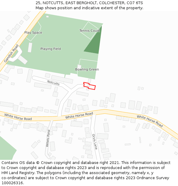 25, NOTCUTTS, EAST BERGHOLT, COLCHESTER, CO7 6TS: Location map and indicative extent of plot