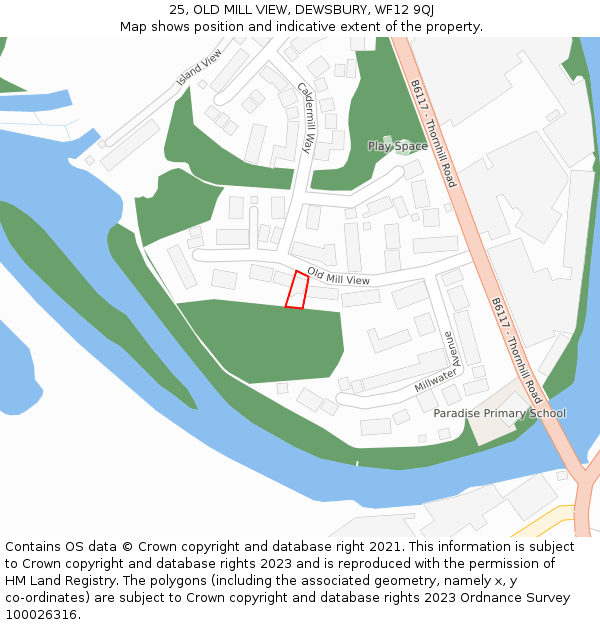 25, OLD MILL VIEW, DEWSBURY, WF12 9QJ: Location map and indicative extent of plot
