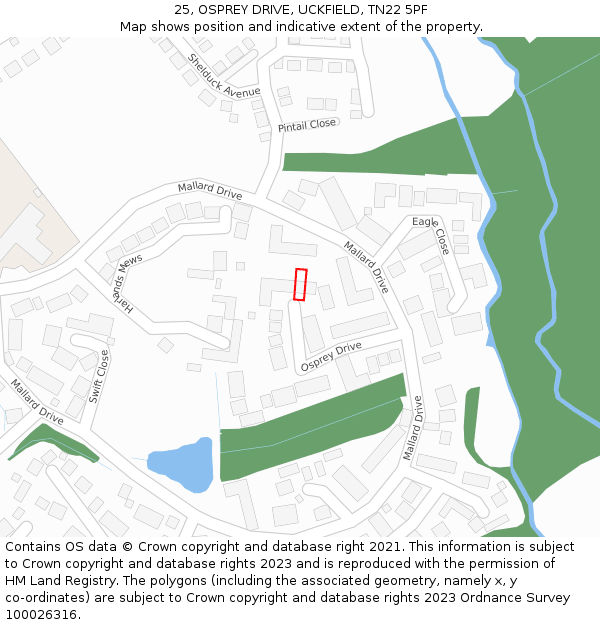 25, OSPREY DRIVE, UCKFIELD, TN22 5PF: Location map and indicative extent of plot