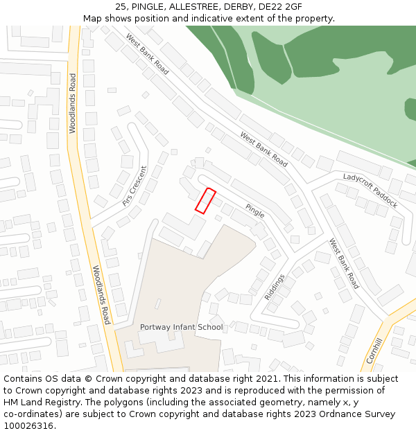 25, PINGLE, ALLESTREE, DERBY, DE22 2GF: Location map and indicative extent of plot