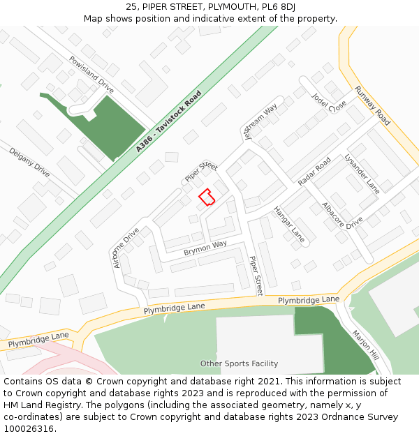 25, PIPER STREET, PLYMOUTH, PL6 8DJ: Location map and indicative extent of plot