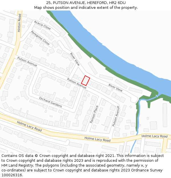 25, PUTSON AVENUE, HEREFORD, HR2 6DU: Location map and indicative extent of plot