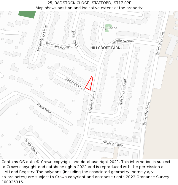 25, RADSTOCK CLOSE, STAFFORD, ST17 0PE: Location map and indicative extent of plot