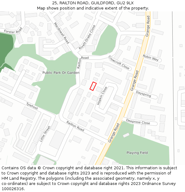 25, RAILTON ROAD, GUILDFORD, GU2 9LX: Location map and indicative extent of plot
