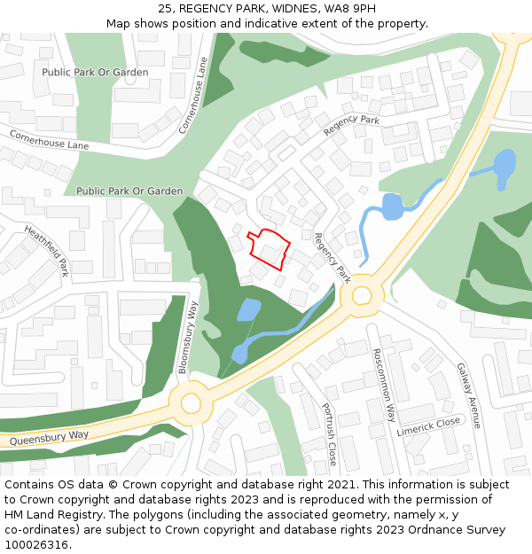 25, REGENCY PARK, WIDNES, WA8 9PH: Location map and indicative extent of plot