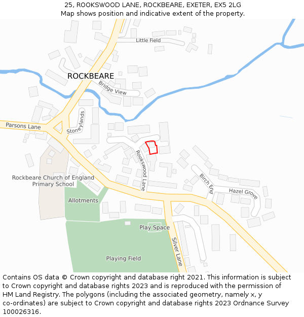 25, ROOKSWOOD LANE, ROCKBEARE, EXETER, EX5 2LG: Location map and indicative extent of plot