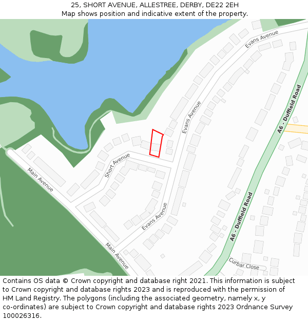 25, SHORT AVENUE, ALLESTREE, DERBY, DE22 2EH: Location map and indicative extent of plot