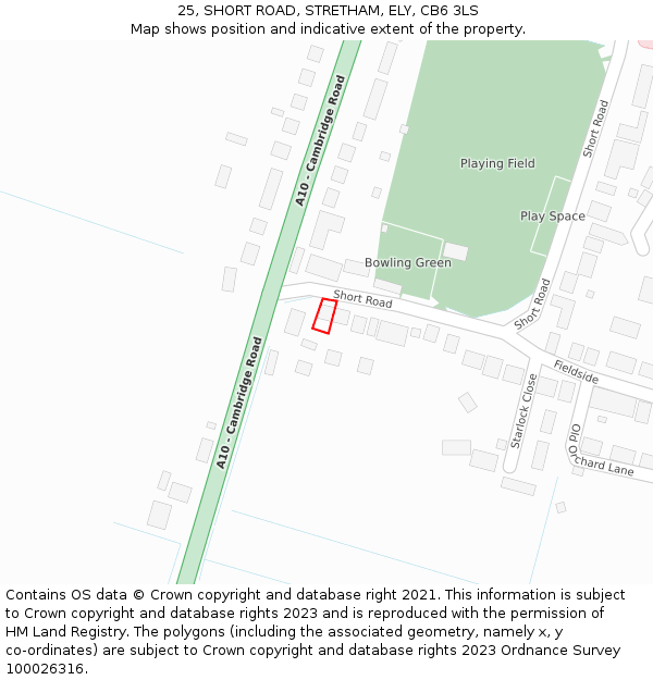 25, SHORT ROAD, STRETHAM, ELY, CB6 3LS: Location map and indicative extent of plot
