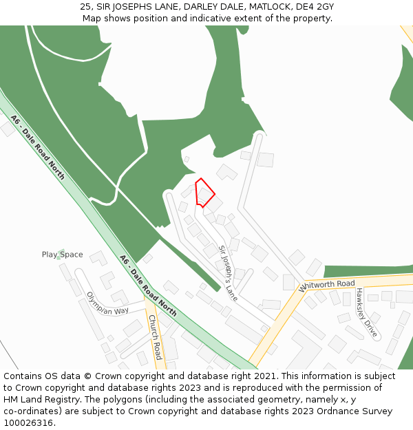 25, SIR JOSEPHS LANE, DARLEY DALE, MATLOCK, DE4 2GY: Location map and indicative extent of plot