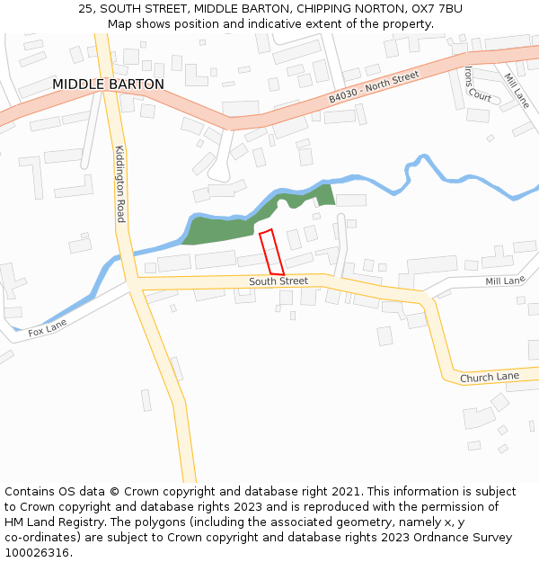 25, SOUTH STREET, MIDDLE BARTON, CHIPPING NORTON, OX7 7BU: Location map and indicative extent of plot