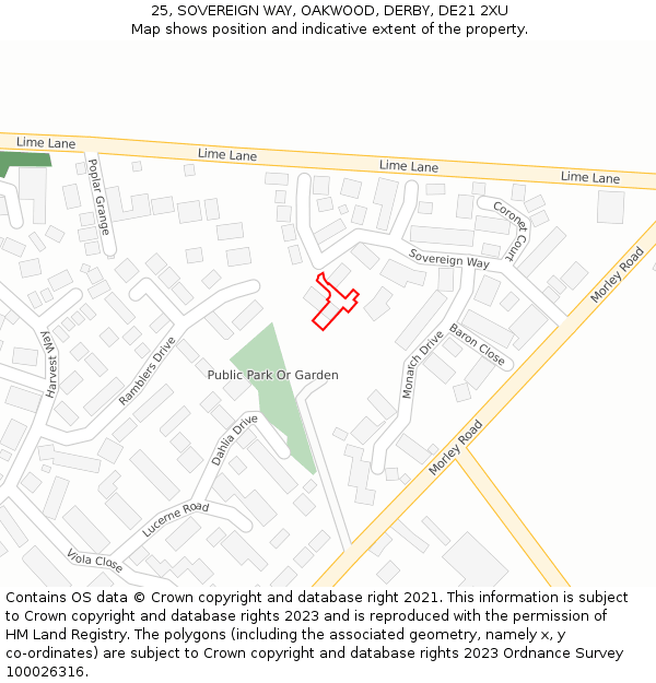 25, SOVEREIGN WAY, OAKWOOD, DERBY, DE21 2XU: Location map and indicative extent of plot