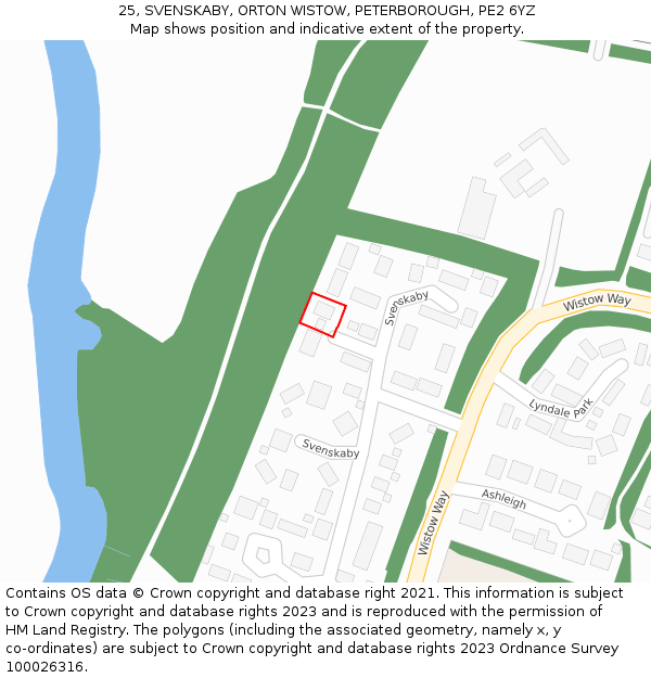 25, SVENSKABY, ORTON WISTOW, PETERBOROUGH, PE2 6YZ: Location map and indicative extent of plot