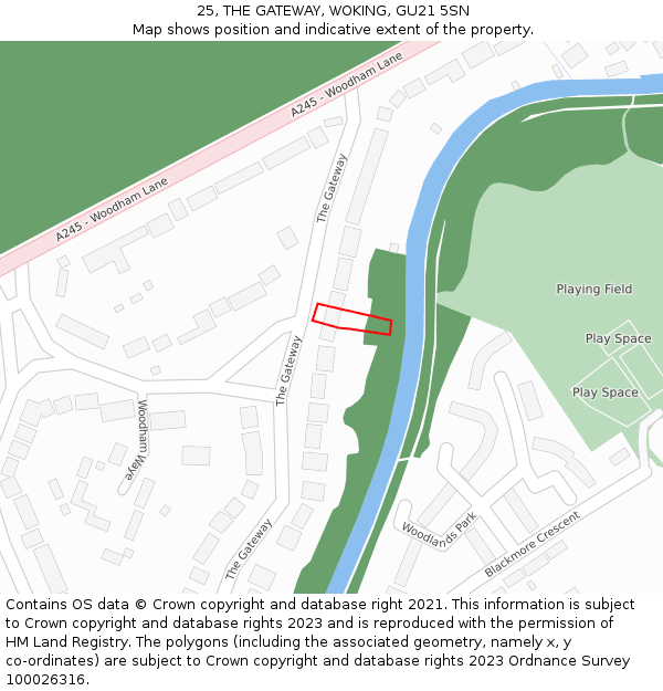 25, THE GATEWAY, WOKING, GU21 5SN: Location map and indicative extent of plot