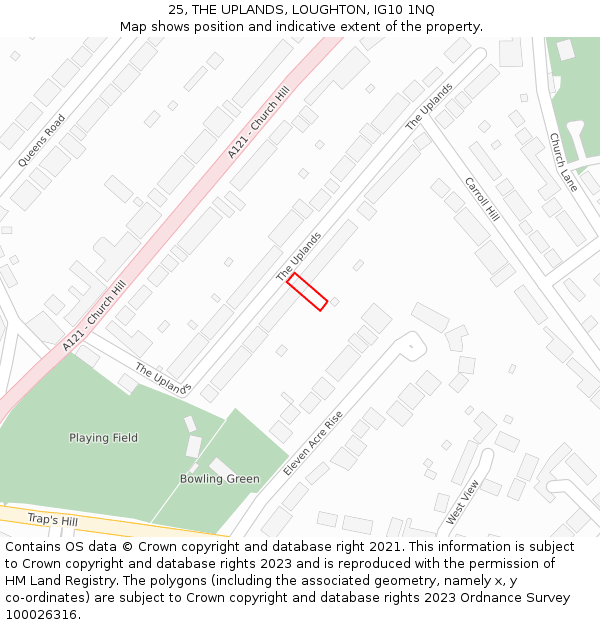 25, THE UPLANDS, LOUGHTON, IG10 1NQ: Location map and indicative extent of plot