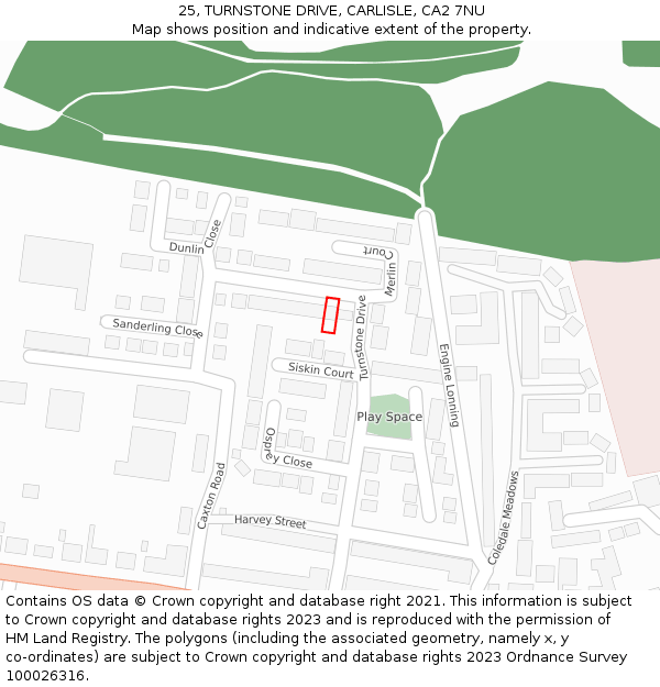 25, TURNSTONE DRIVE, CARLISLE, CA2 7NU: Location map and indicative extent of plot