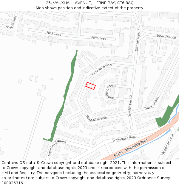 25, VAUXHALL AVENUE, HERNE BAY, CT6 8AQ: Location map and indicative extent of plot