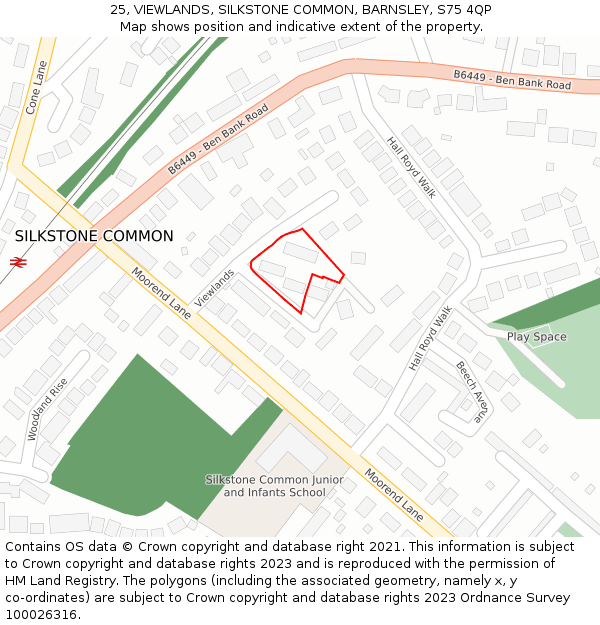 25, VIEWLANDS, SILKSTONE COMMON, BARNSLEY, S75 4QP: Location map and indicative extent of plot
