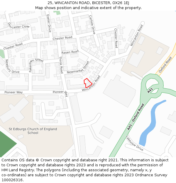 25, WINCANTON ROAD, BICESTER, OX26 1EJ: Location map and indicative extent of plot