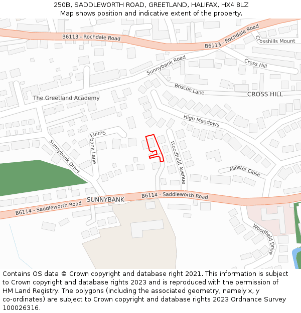 250B, SADDLEWORTH ROAD, GREETLAND, HALIFAX, HX4 8LZ: Location map and indicative extent of plot