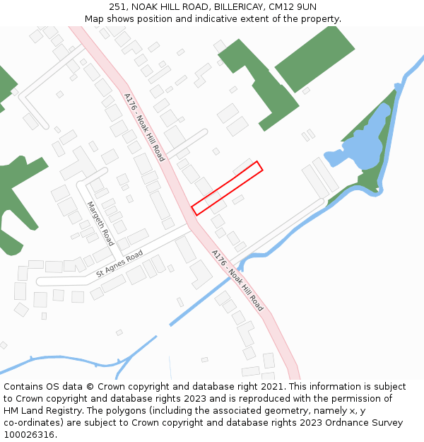 251, NOAK HILL ROAD, BILLERICAY, CM12 9UN: Location map and indicative extent of plot