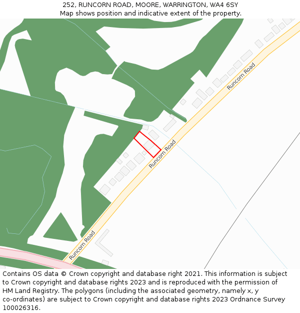 252, RUNCORN ROAD, MOORE, WARRINGTON, WA4 6SY: Location map and indicative extent of plot