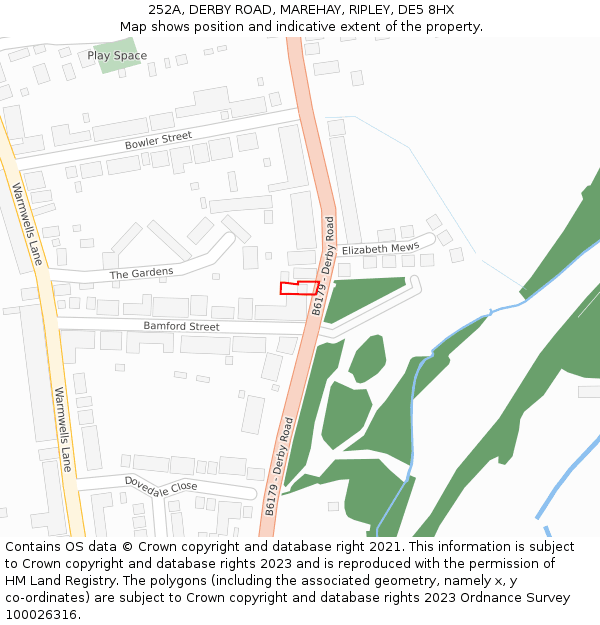 252A, DERBY ROAD, MAREHAY, RIPLEY, DE5 8HX: Location map and indicative extent of plot