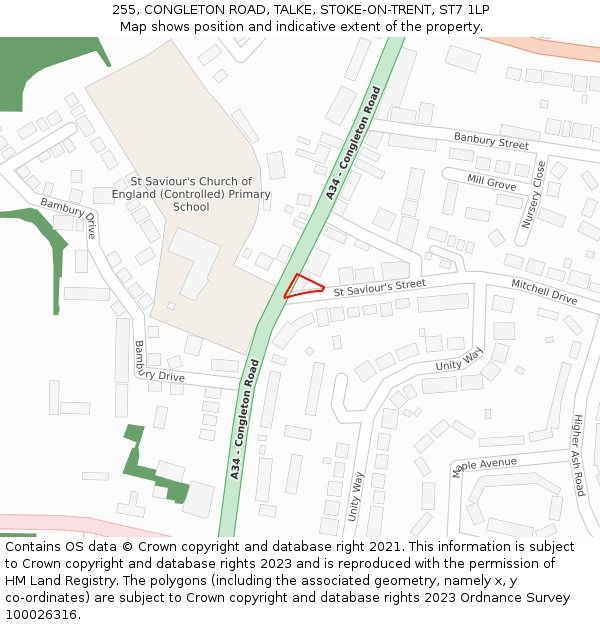 255, CONGLETON ROAD, TALKE, STOKE-ON-TRENT, ST7 1LP: Location map and indicative extent of plot