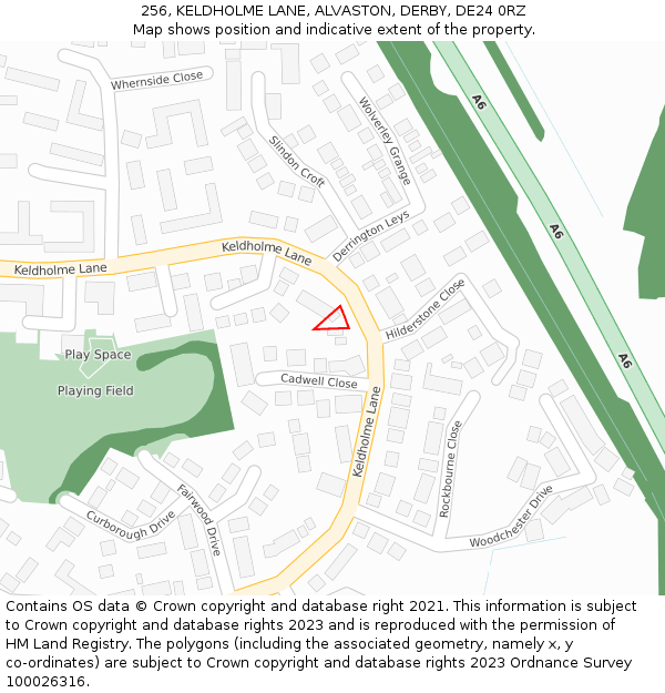 256, KELDHOLME LANE, ALVASTON, DERBY, DE24 0RZ: Location map and indicative extent of plot