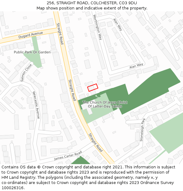 256, STRAIGHT ROAD, COLCHESTER, CO3 9DU: Location map and indicative extent of plot