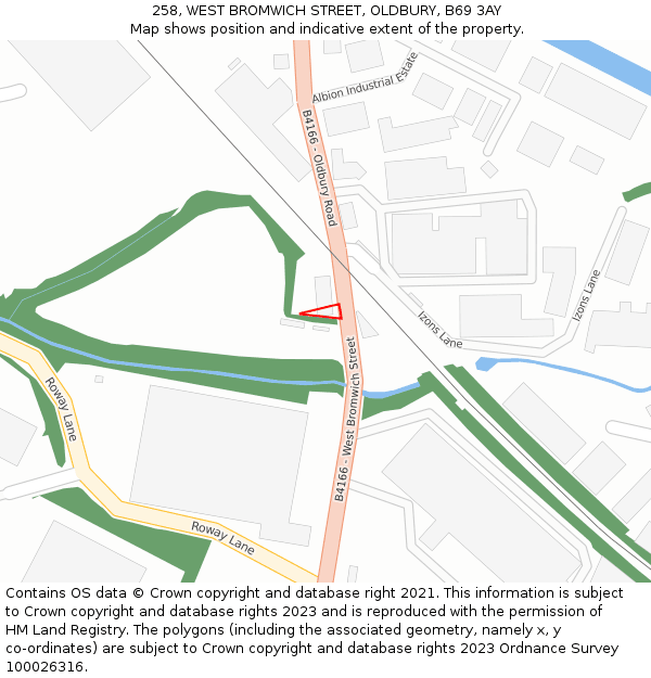 258, WEST BROMWICH STREET, OLDBURY, B69 3AY: Location map and indicative extent of plot