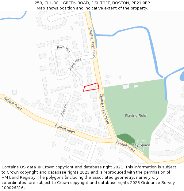 259, CHURCH GREEN ROAD, FISHTOFT, BOSTON, PE21 0RP: Location map and indicative extent of plot