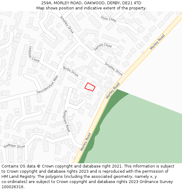 259A, MORLEY ROAD, OAKWOOD, DERBY, DE21 4TD: Location map and indicative extent of plot