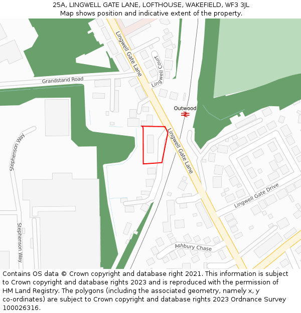 25A, LINGWELL GATE LANE, LOFTHOUSE, WAKEFIELD, WF3 3JL: Location map and indicative extent of plot