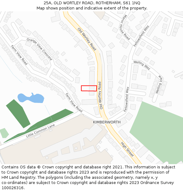 25A, OLD WORTLEY ROAD, ROTHERHAM, S61 1NQ: Location map and indicative extent of plot