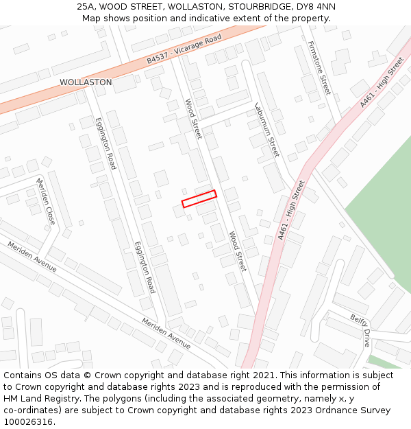 25A, WOOD STREET, WOLLASTON, STOURBRIDGE, DY8 4NN: Location map and indicative extent of plot