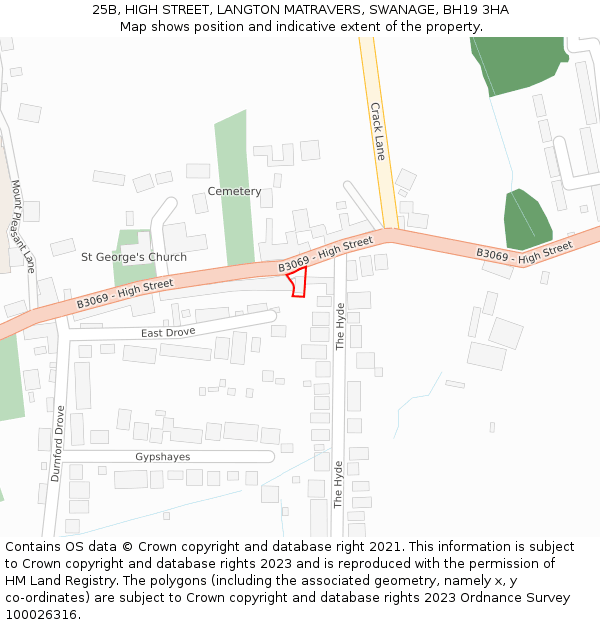 25B, HIGH STREET, LANGTON MATRAVERS, SWANAGE, BH19 3HA: Location map and indicative extent of plot