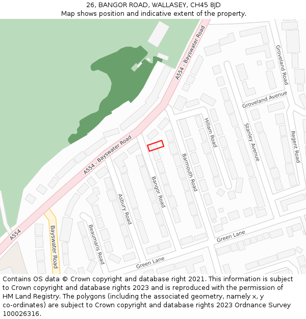 26, BANGOR ROAD, WALLASEY, CH45 8JD: Location map and indicative extent of plot