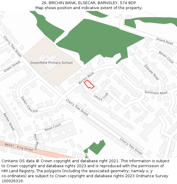 26, BIRCHIN BANK, ELSECAR, BARNSLEY, S74 8DP: Location map and indicative extent of plot