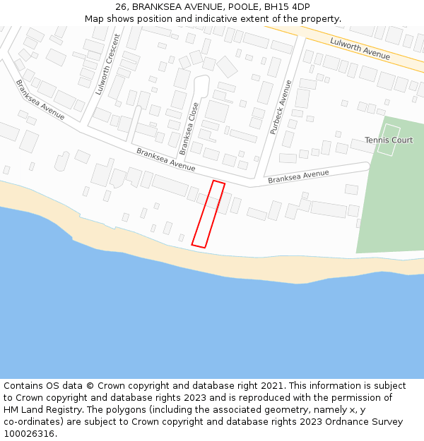 26, BRANKSEA AVENUE, POOLE, BH15 4DP: Location map and indicative extent of plot