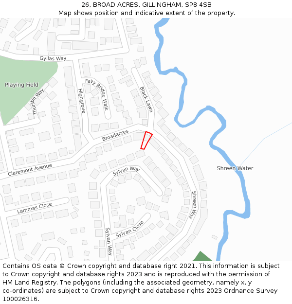 26, BROAD ACRES, GILLINGHAM, SP8 4SB: Location map and indicative extent of plot