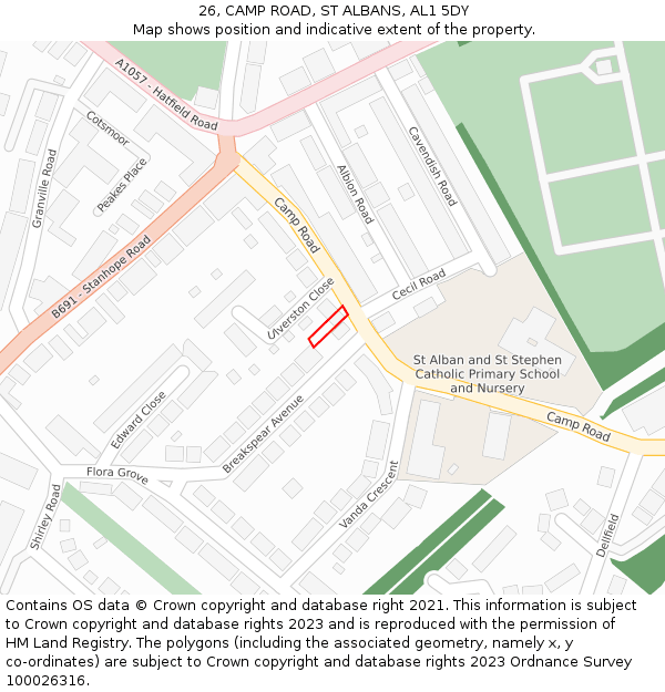 26, CAMP ROAD, ST ALBANS, AL1 5DY: Location map and indicative extent of plot