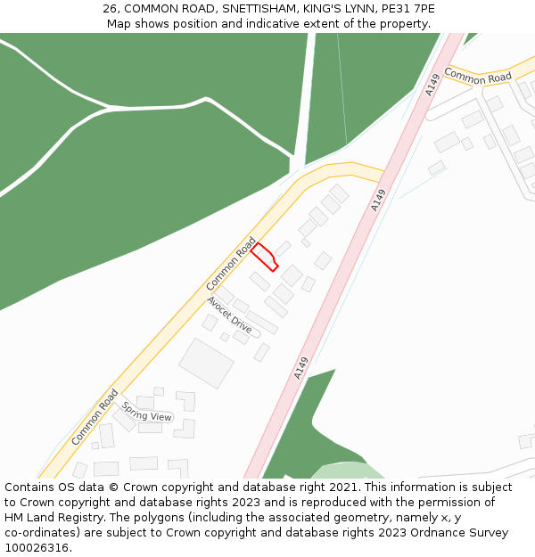 26, COMMON ROAD, SNETTISHAM, KING'S LYNN, PE31 7PE: Location map and indicative extent of plot