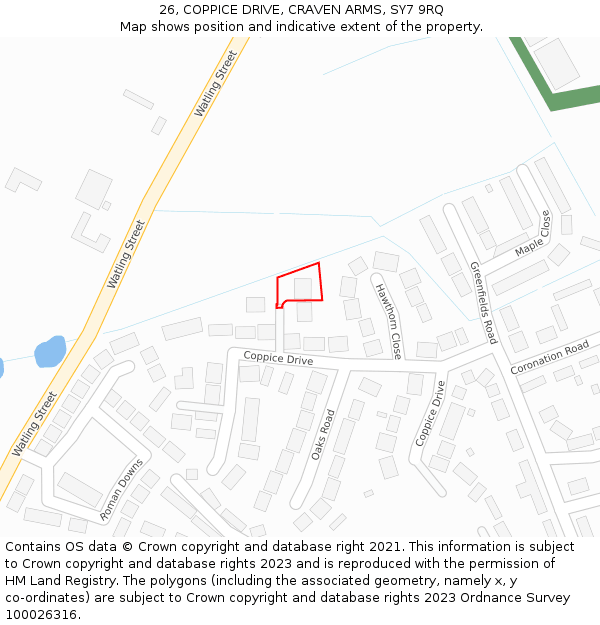 26, COPPICE DRIVE, CRAVEN ARMS, SY7 9RQ: Location map and indicative extent of plot