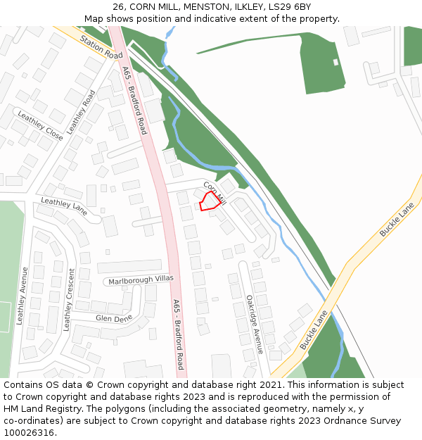 26, CORN MILL, MENSTON, ILKLEY, LS29 6BY: Location map and indicative extent of plot