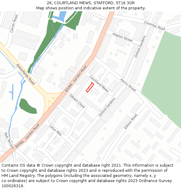 26, COURTLAND MEWS, STAFFORD, ST16 3GR: Location map and indicative extent of plot