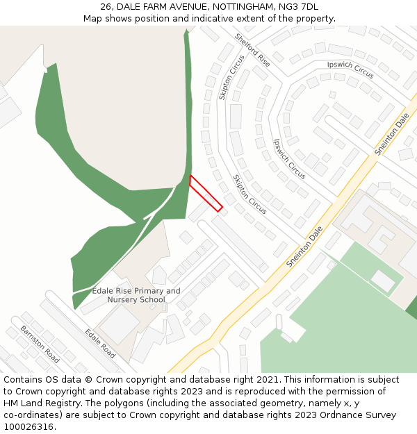 26, DALE FARM AVENUE, NOTTINGHAM, NG3 7DL: Location map and indicative extent of plot