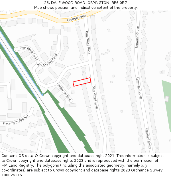 26, DALE WOOD ROAD, ORPINGTON, BR6 0BZ: Location map and indicative extent of plot