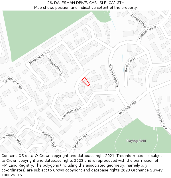 26, DALESMAN DRIVE, CARLISLE, CA1 3TH: Location map and indicative extent of plot